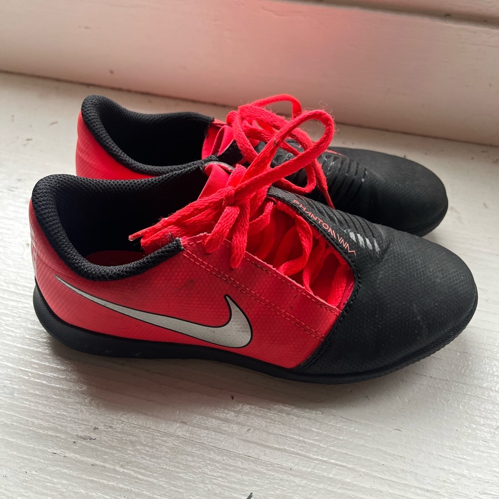 Nike Kids Black and Red indoor soccer shoes